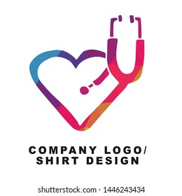 Vector Illustration Logo Design of Doctor and Nurse Stethoscope for Medical with Geometry Polygon Rainbow Color. Graphic Design for Shirt, Background, Template, Layout, Website, Mobile App and More.