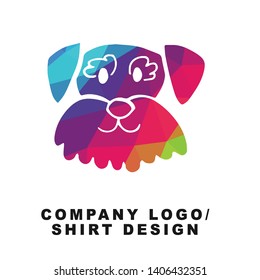 Vector Illustration Logo Design of Dog Animal with Geometry Polygon Rainbow Color. Graphic Design for Shirt, Apparel, Template, Layout, Website, Mobile App and More.