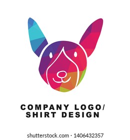 Vector Illustration Logo Design of Dog Animal with Geometry Polygon Rainbow Color. Graphic Design for Shirt, Apparel, Template, Layout, Website, Mobile App and More.