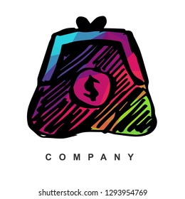 Vector Illustration Logo Design of Dollar Money with Geometry Polygon Rainbow Color. Hand Drawn and Doodle.