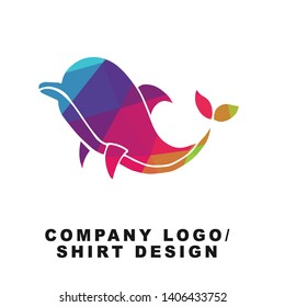 Vector Illustration Logo Design of Dolphin Animal with Geometry Polygon Rainbow Color. Graphic Design for Shirt, Apparel, Template, Layout, Website, Mobile App and More.