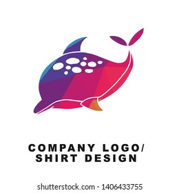 Vector Illustration Logo Design of Dolphin Animal with Geometry Polygon Rainbow Color. Graphic Design for Shirt, Apparel, Template, Layout, Website, Mobile App and More.