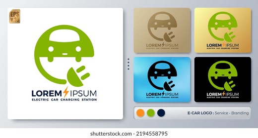 Vector illustration Logo design electric car business. Blank name for insert your Branding. Designed with examples for all kinds of applications. You can used for company, charging station, signage.