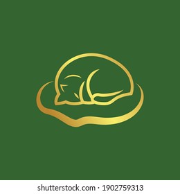 Vector illustration of a logo design forming a cute sleeping cat, perfect for corporate logos and icons.