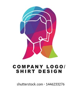 Vector Illustration Logo Design of Freelance Virtual Assistant with Geometry Polygon Rainbow Color. Graphic Design for Shirt, Background, Template, Layout, Website, Mobile App and More.