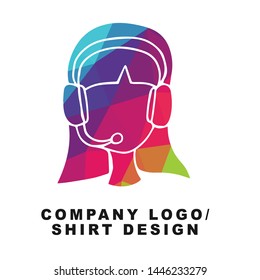 Vector Illustration Logo Design of Freelance Virtual Assistant with Geometry Polygon Rainbow Color. Graphic Design for Shirt, Background, Template, Layout, Website, Mobile App and More.