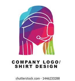 Vector Illustration Logo Design of Freelance Virtual Assistant with Geometry Polygon Rainbow Color. Graphic Design for Shirt, Background, Template, Layout, Website, Mobile App and More.