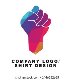 Vector Illustration Logo Design of Hand Power or Fist with Geometry Polygon Rainbow Color. Graphic Design for Shirt, Background, Template, Layout, Website, Mobile App and More.
