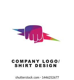 Vector Illustration Logo Design of Hand Power or Fist with Geometry Polygon Rainbow Color. Graphic Design for Shirt, Background, Template, Layout, Website, Mobile App and More.