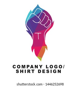 Vector Illustration Logo Design of Hand Power or Fist with Geometry Polygon Rainbow Color. Graphic Design for Shirt, Background, Template, Layout, Website, Mobile App and More.