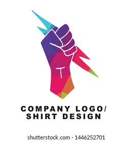 Vector Illustration Logo Design of Hand Power or Fist with Geometry Polygon Rainbow Color. Graphic Design for Shirt, Background, Template, Layout, Website, Mobile App and More.