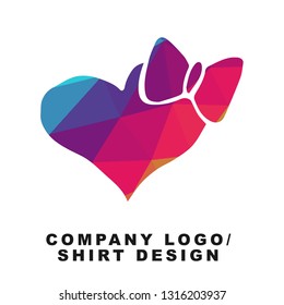 Vector Illustration Logo Design of Heart Shape with Geometry Polygon Rainbow Color. Graphic Design for Company, Shirt, Icon and More. 