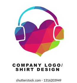 Vector Illustration Logo Design of Heart Shape with Geometry Polygon Rainbow Color. Graphic Design for Company, Shirt, Icon and More. 
