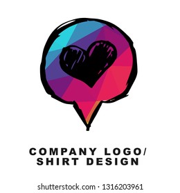 Vector Illustration Logo Design of Heart Shape with Geometry Polygon Rainbow Color. Graphic Design for Company, Shirt, Icon and More. 