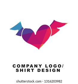 Vector Illustration Logo Design of Heart Shape with Geometry Polygon Rainbow Color. Graphic Design for Company, Shirt, Icon and More. 