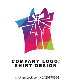 Vector Illustration Logo Design of Holiday and Birthday Gift with Geometry Polygon Rainbow Color. Graphic Design for Shirt, Background, Template, Layout, Website, Mobile App and More.