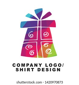 Vector Illustration Logo Design of Holiday and Birthday Gift with Geometry Polygon Rainbow Color. Graphic Design for Shirt, Background, Template, Layout, Website, Mobile App and More.