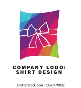 Vector Illustration Logo Design of Holiday and Birthday Gift with Geometry Polygon Rainbow Color. Graphic Design for Shirt, Background, Template, Layout, Website, Mobile App and More.