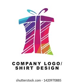 Vector Illustration Logo Design of Holiday and Birthday Gift with Geometry Polygon Rainbow Color. Graphic Design for Shirt, Background, Template, Layout, Website, Mobile App and More.