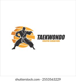 vector illustration logo design karate combat with abstract karate move graphic