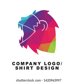 Vector Illustration Logo Design of Lion Animal with Geometry Polygon Rainbow Color. Graphic Design for Shirt, Background, Template, Layout, Website, Mobile App and More.