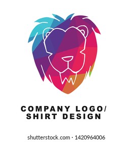 Vector Illustration Logo Design of Lion Animal with Geometry Polygon Rainbow Color. Graphic Design for Shirt, Background, Template, Layout, Website, Mobile App and More.