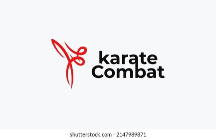 vector illustration logo design for logogram pictogram karate combat with abstract karate move graphic