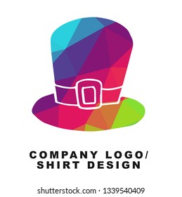 Vector Illustration Logo Design of Man Hat with Geometry Polygon Rainbow Color. Graphic Design for Shirt, Apparel, Template, Layout, Website, Mobile App and More. 