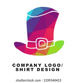 Vector Illustration Logo Design of Man Hat with Geometry Polygon Rainbow Color. Graphic Design for Shirt, Apparel, Template, Layout, Website, Mobile App and More. 