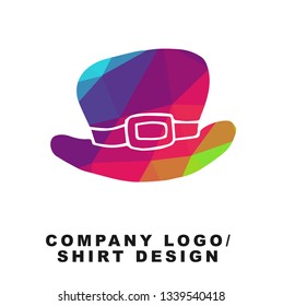 Vector Illustration Logo Design of Man Hat with Geometry Polygon Rainbow Color. Graphic Design for Shirt, Apparel, Template, Layout, Website, Mobile App and More. 