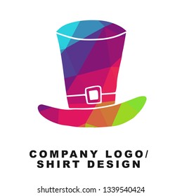 Vector Illustration Logo Design of Man Hat with Geometry Polygon Rainbow Color. Graphic Design for Shirt, Apparel, Template, Layout, Website, Mobile App and More. 