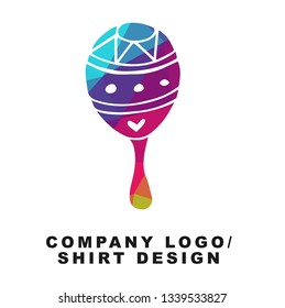 Vector Illustration Logo Design of Maracas with Geometry Polygon Rainbow Color. Graphic Design for Shirt, Apparel, Template, Layout, Website, Mobile App and More. 
