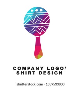 Vector Illustration Logo Design of Maracas with Geometry Polygon Rainbow Color. Graphic Design for Shirt, Apparel, Template, Layout, Website, Mobile App and More. 