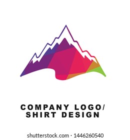 Vector Illustration Logo Design of Mountain or Hill with Geometry Polygon Rainbow Color. Graphic Design for Shirt, Background, Template, Layout, Website, Mobile App and More.