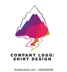 Vector Illustration Logo Design of Mountain or Hill with Geometry Polygon Rainbow Color. Graphic Design for Shirt, Background, Template, Layout, Website, Mobile App and More.