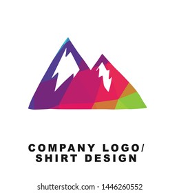 Vector Illustration Logo Design of Mountain or Hill with Geometry Polygon Rainbow Color. Graphic Design for Shirt, Background, Template, Layout, Website, Mobile App and More.