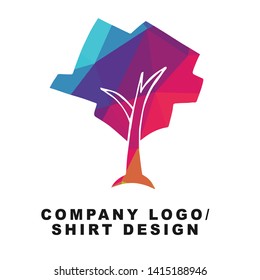 Vector Illustration Logo Design of Nature Trees with Geometry Polygon Rainbow Color. Graphic Design for Shirt, Background, Template, Layout, Website, Mobile App and More.