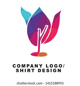 Vector Illustration Logo Design of Nature Trees with Geometry Polygon Rainbow Color. Graphic Design for Shirt, Background, Template, Layout, Website, Mobile App and More.