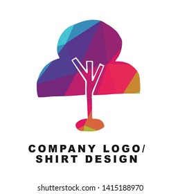 Vector Illustration Logo Design of Nature Trees with Geometry Polygon Rainbow Color. Graphic Design for Shirt, Background, Template, Layout, Website, Mobile App and More.
