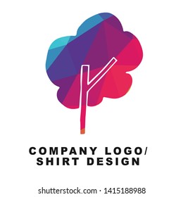 Vector Illustration Logo Design of Nature Trees with Geometry Polygon Rainbow Color. Graphic Design for Shirt, Background, Template, Layout, Website, Mobile App and More.