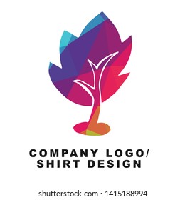 Vector Illustration Logo Design of Nature Trees with Geometry Polygon Rainbow Color. Graphic Design for Shirt, Background, Template, Layout, Website, Mobile App and More.