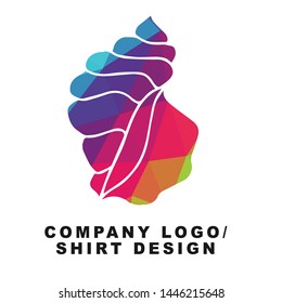 Vector Illustration Logo Design of Ocean Seashell with Geometry Polygon Rainbow Color. Graphic Design for Shirt, Background, Template, Layout, Website, Mobile App and More.