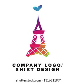 Vector Illustration Logo Design of Paris Eiffel Tower with Geometry Polygon Rainbow Color. Graphic Design for Company, Shirt, Icon and More. 