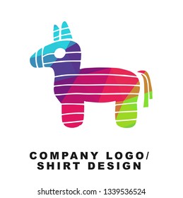 Vector Illustration Logo Design of Pinata with Geometry Polygon Rainbow Color. Graphic Design for Shirt, Apparel, Template, Layout, Website, Mobile App and More. 