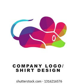 Vector Illustration Logo Design of Rat with Geometry Polygon Rainbow Color. Graphic Design for Company, Shirt, Icon and More. 