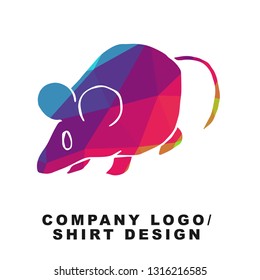 Vector Illustration Logo Design of Rat with Geometry Polygon Rainbow Color. Graphic Design for Company, Shirt, Icon and More. 
