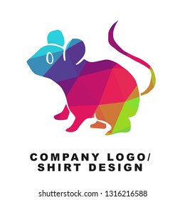 Vector Illustration Logo Design of Rat with Geometry Polygon Rainbow Color. Graphic Design for Company, Shirt, Icon and More. 