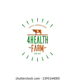 vector illustration logo design for retro, vintage, cattle farm with simple cow graphic and missouri state sign on it.