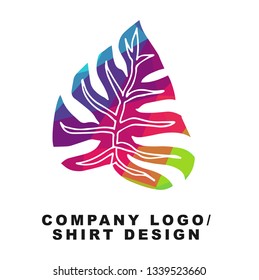 Vector Illustration Logo Design of Summer Leaf with Geometry Polygon Rainbow Color. Graphic Design for Shirt, Apparel, Template, Layout, Website, Mobile App and More. 