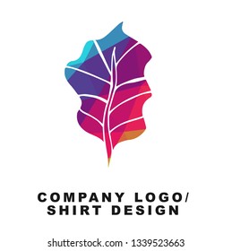 Vector Illustration Logo Design of Summer Leaf with Geometry Polygon Rainbow Color. Graphic Design for Shirt, Apparel, Template, Layout, Website, Mobile App and More. 